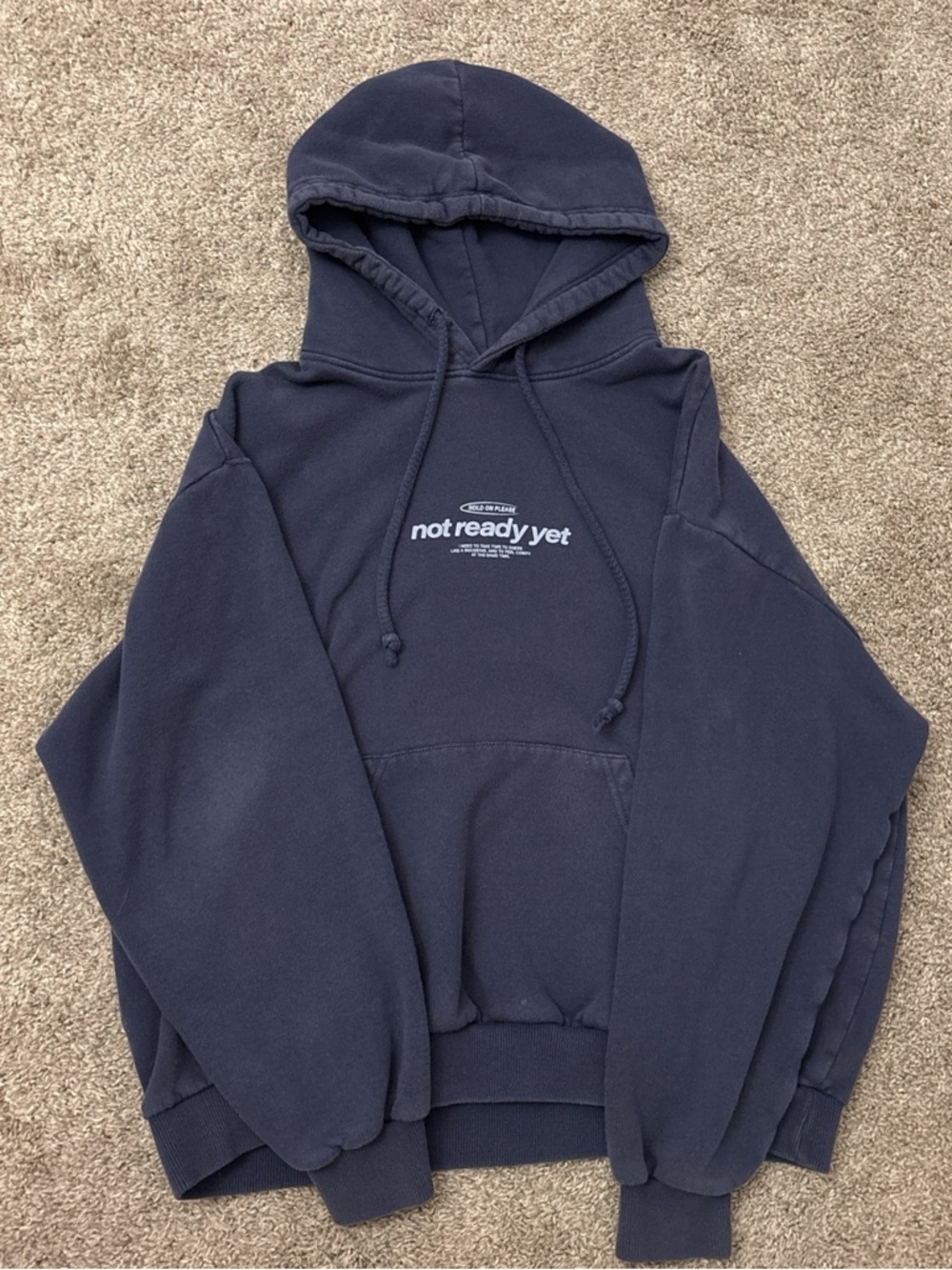 Pull&Bear Navy 'not ready yet' Graphic Hoodie